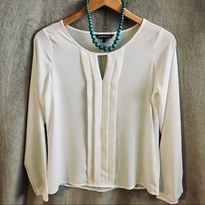 Express Long-Sleeve Cream Blouse